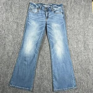 American Eagle Favorite Boyfriend Jeans Women's 6 Short Super Stretch Blue Flare